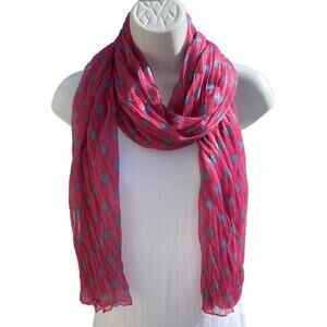 NEW NWT Boutique Pink with Blue Polka Dots Lightweight Scarf